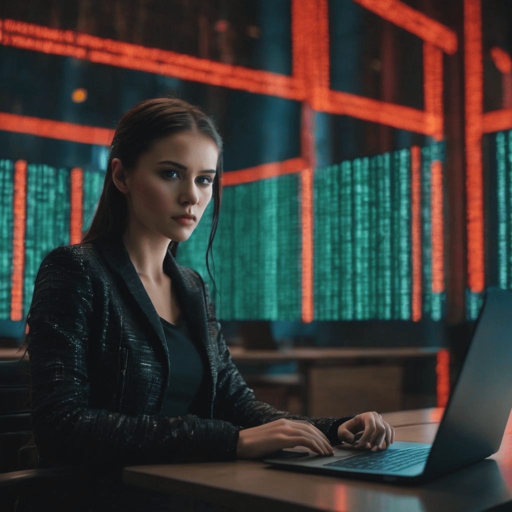 Hacker girl wit laptop